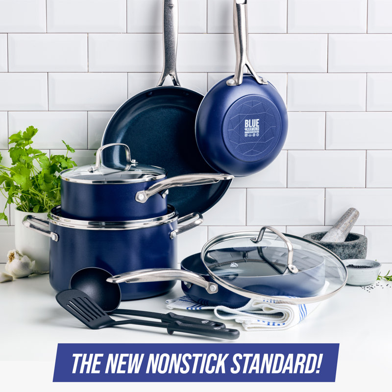 Blue Diamond 10 Piece Stainless Steel Non Stick Cookware Set & Reviews